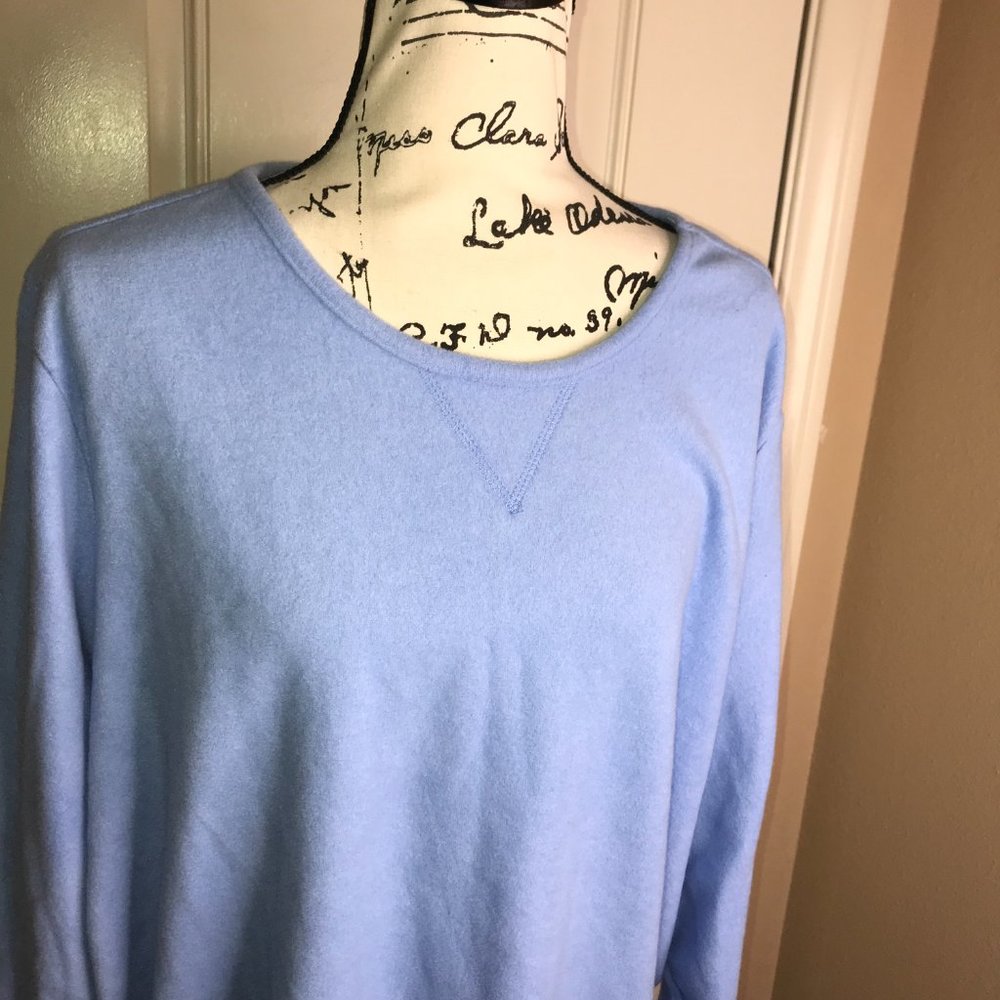 Woman Within Fleece Long Sleeve Sweater Light Blue ~ Size 26/28 (2X) - Picture 2 of 6